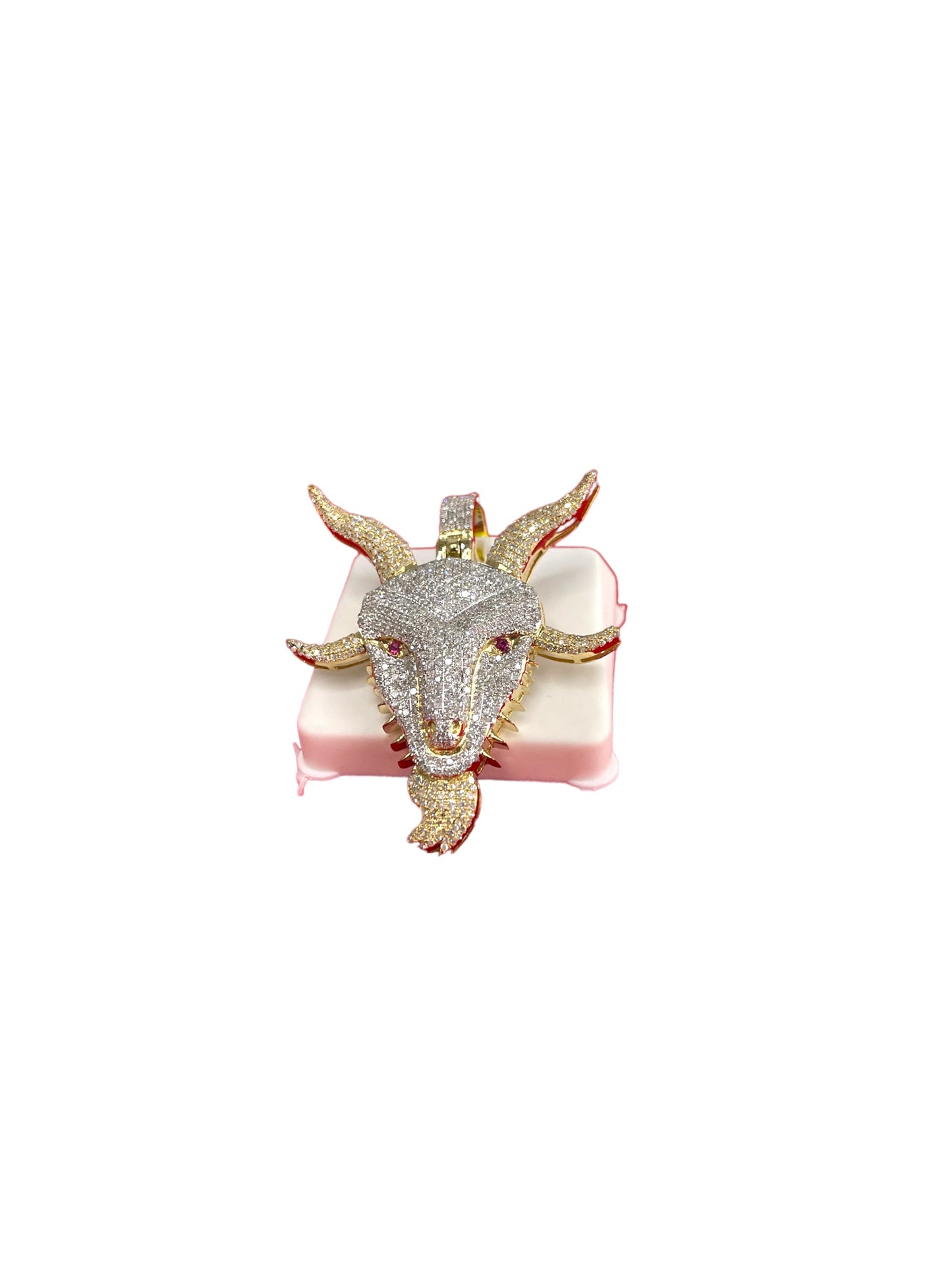 10k Gold With Natural Diamonds Goat Pendant