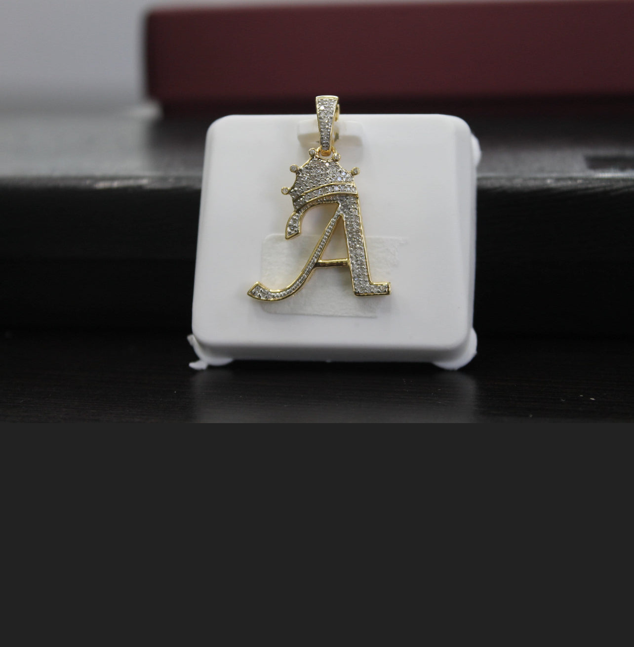 Real 10k Gold Genuine Diamond Crown 3D Initial letter Alphabet A Pendant- Hip hop pendant minimalist king Crown