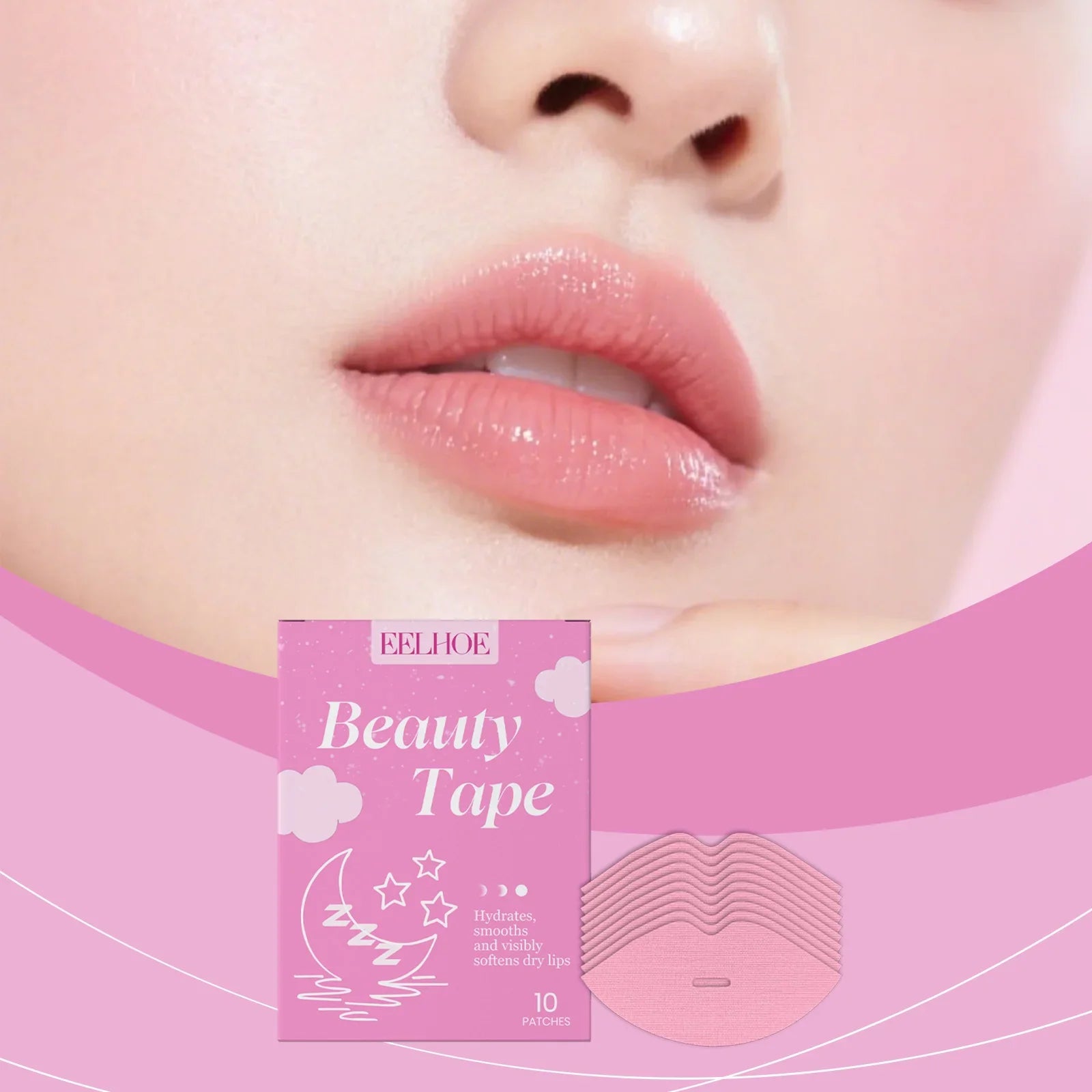 Eelhoe 10pcs Lip Plumping Care Patches Nourish Lips Soften Dead Skin Anti Cracking Skin Lip Exfoliating Hydrating Lip Mask