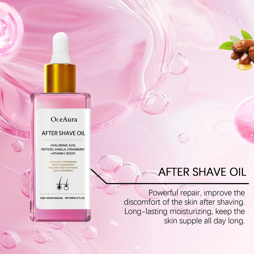 Oceaura Strawberry After Shave Oil Lasting Moisturizing Enhance Skin Radiance Smoothing Relief Discomfort Soothing Skin Care Oil