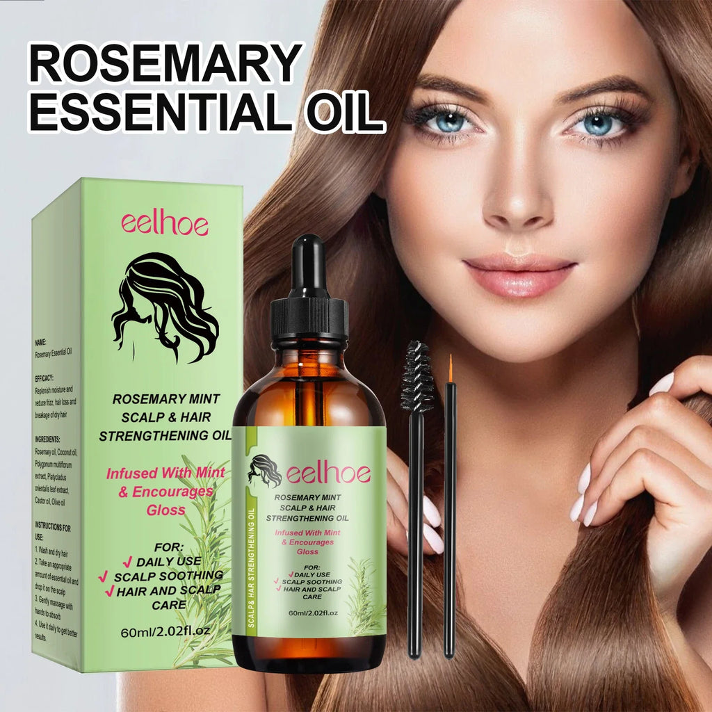 Eelhoe Rosemary Hair Care Series Promote Hair Growth Nourish Strengthen Roots Relieve Scalp Tension Dense Hair Oil With Brush