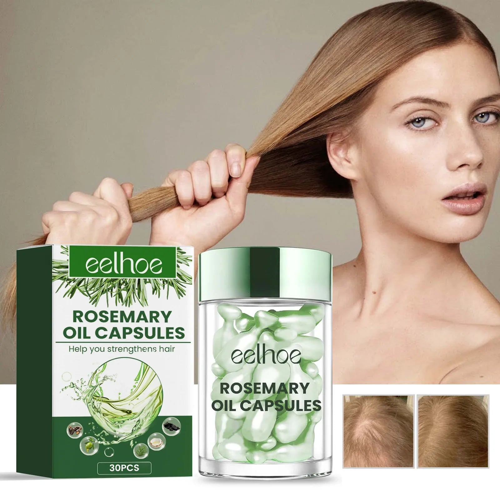 Eelhoe Rosemary Hair Care Series Promote Hair Growth Nourish Strengthen Roots Relieve Scalp Tension Dense Hair Oil With Brush