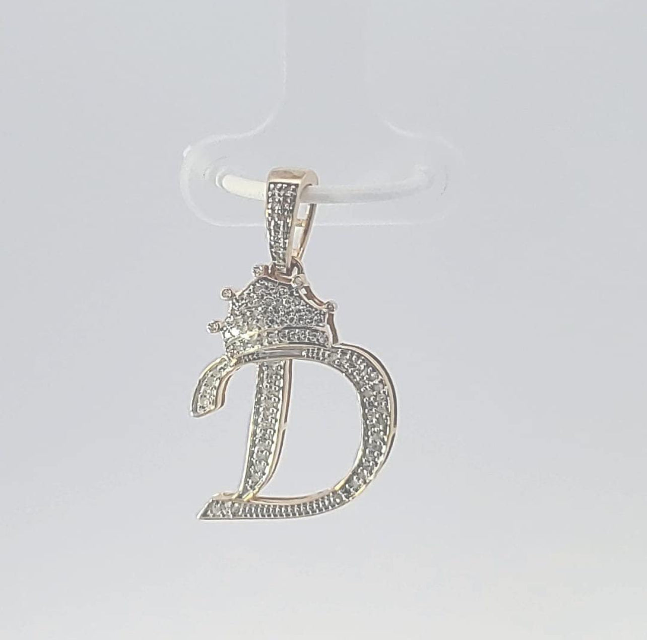 Real 10k Gold Genuine Diamond Crown 3D Initial letter Alphabet M Pendant- Hip hop pendant minimalist king Crown