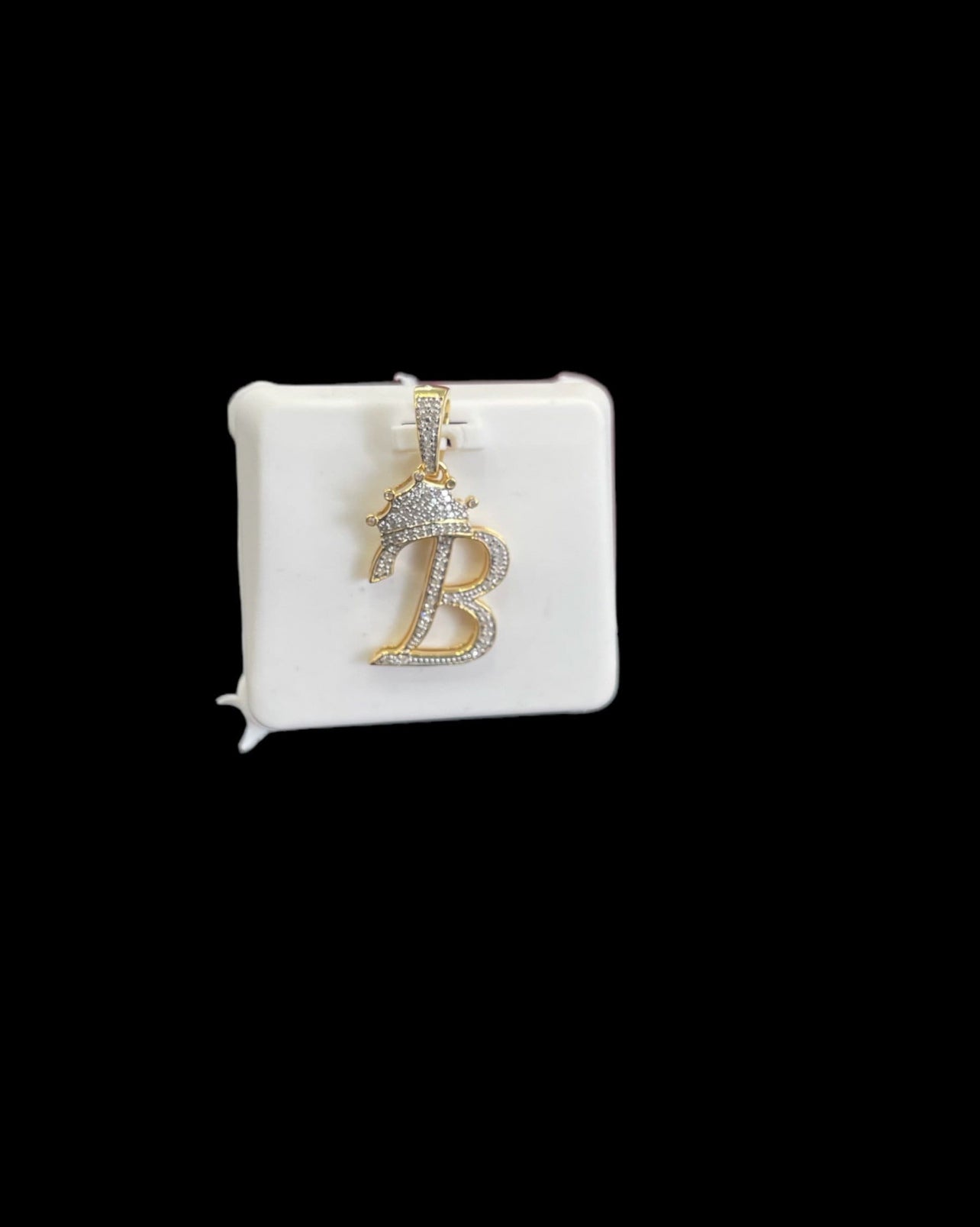 10k Gold with Natural Diamonds Minimalist Initial B pendant