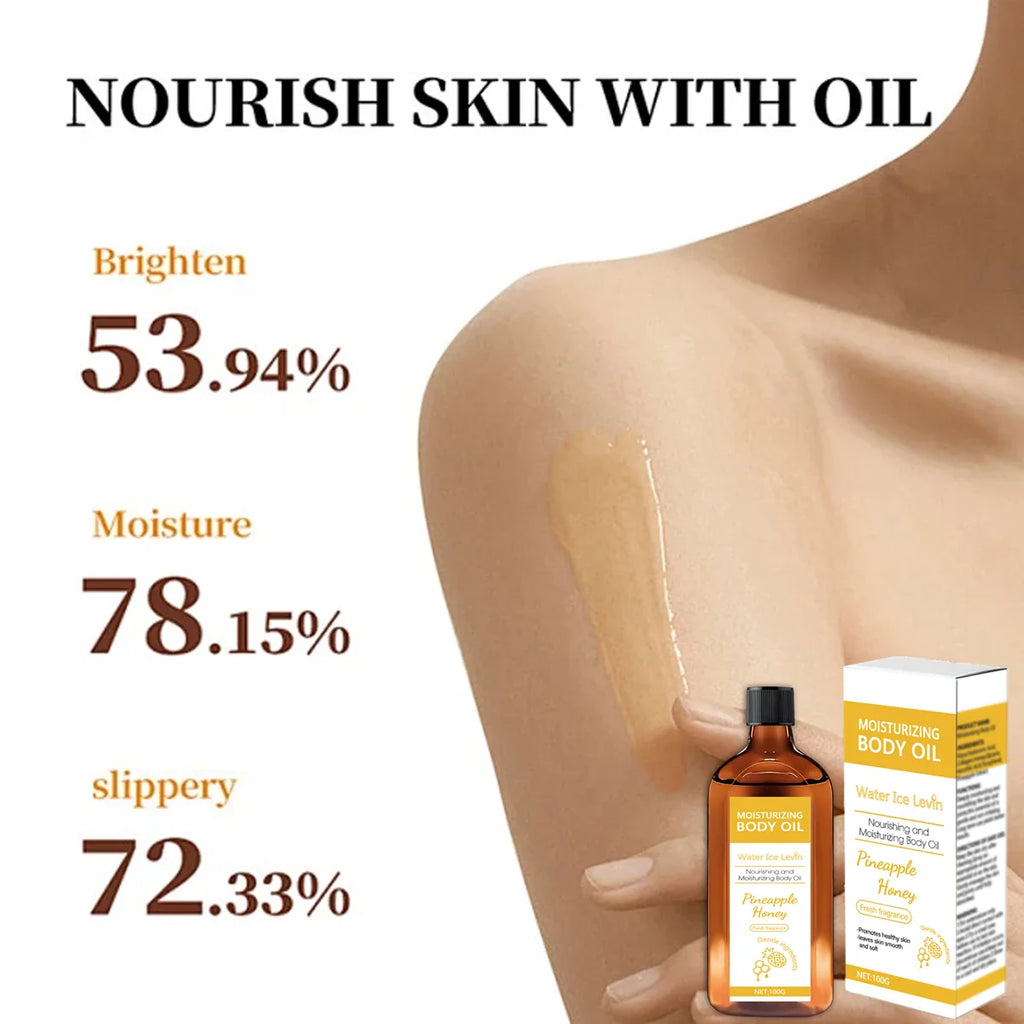 Nourishing Body Oil with Pineapple Honey Fragrance - Hydrates & Softens Skin, Lightweight Moisture for Fall & Winter Care