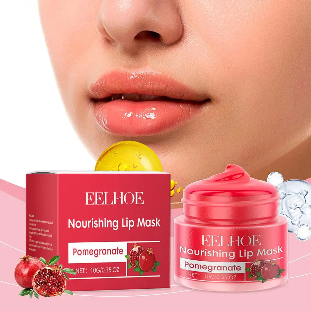 Red Pomegranate Lip Mask For Women Hydrating Lip Balm Moisture Lip Gloss Sheer Coverage Long Lasting Night Treatments Lip Cream