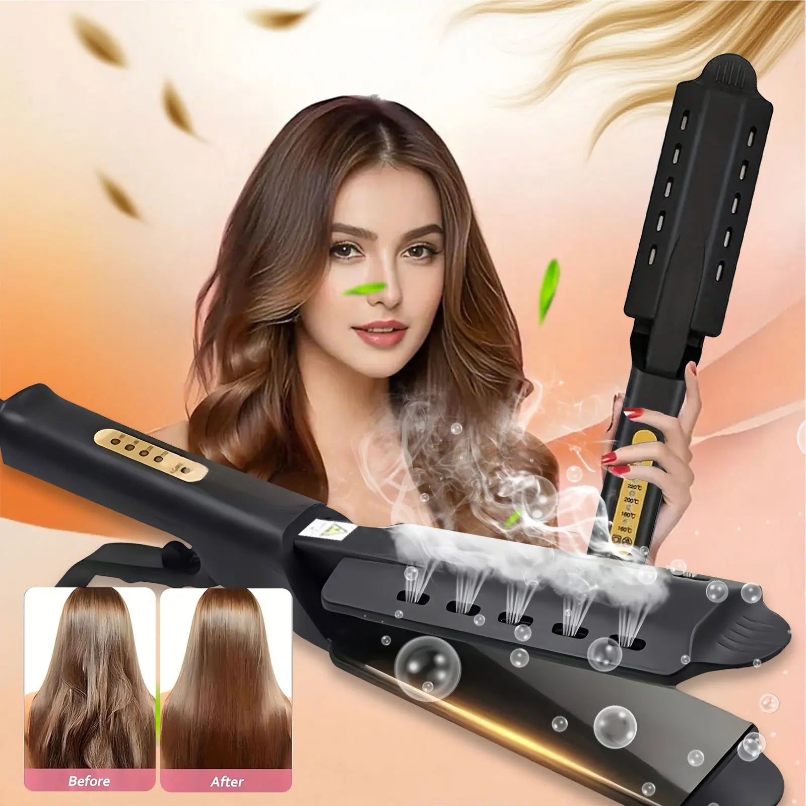 Hair straightener with four-speed temperature adjustment, straightener and curler two-in-one, Mother's Day Christmas Gifts