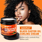 GOIPLE 200g Black Castor Oil Curl Cream Defining Curls Lightweight Moisturizing Detangle Knot No Sticky Residue Curl Care Cream