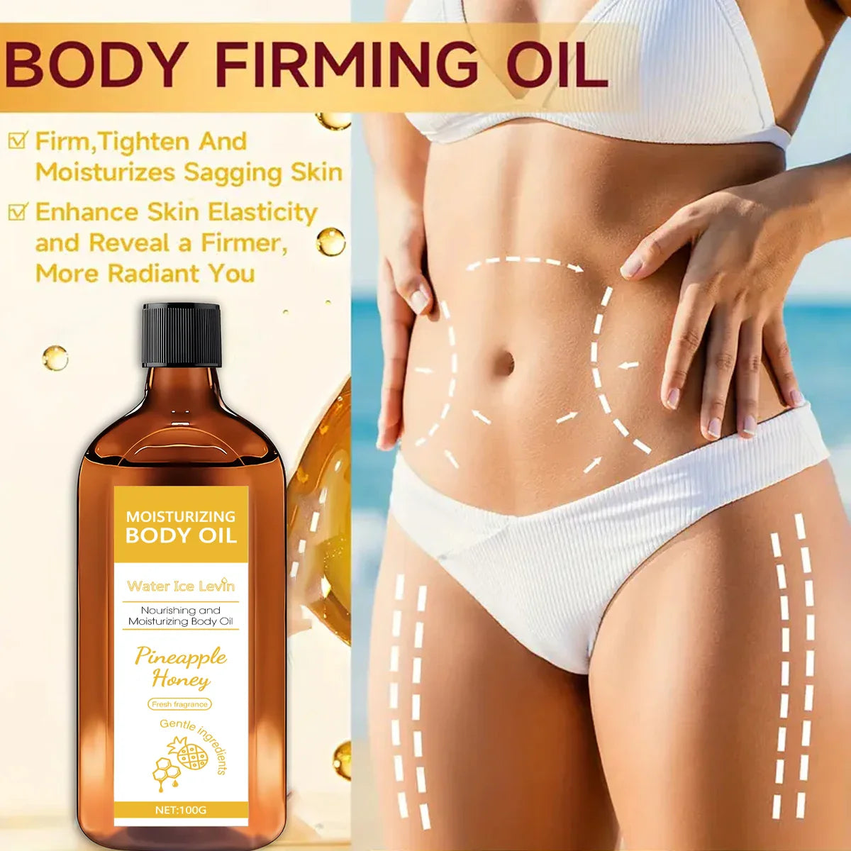 Nourishing Body Oil with Pineapple Honey Fragrance - Hydrates & Softens Skin, Lightweight Moisture for Fall & Winter Care