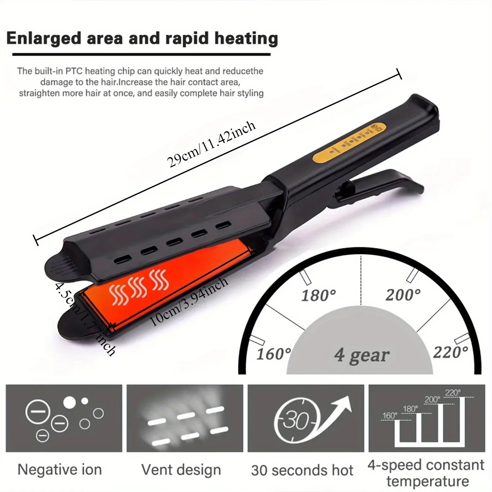 Hair straightener with four-speed temperature adjustment, straightener and curler two-in-one, Mother's Day Christmas Gifts