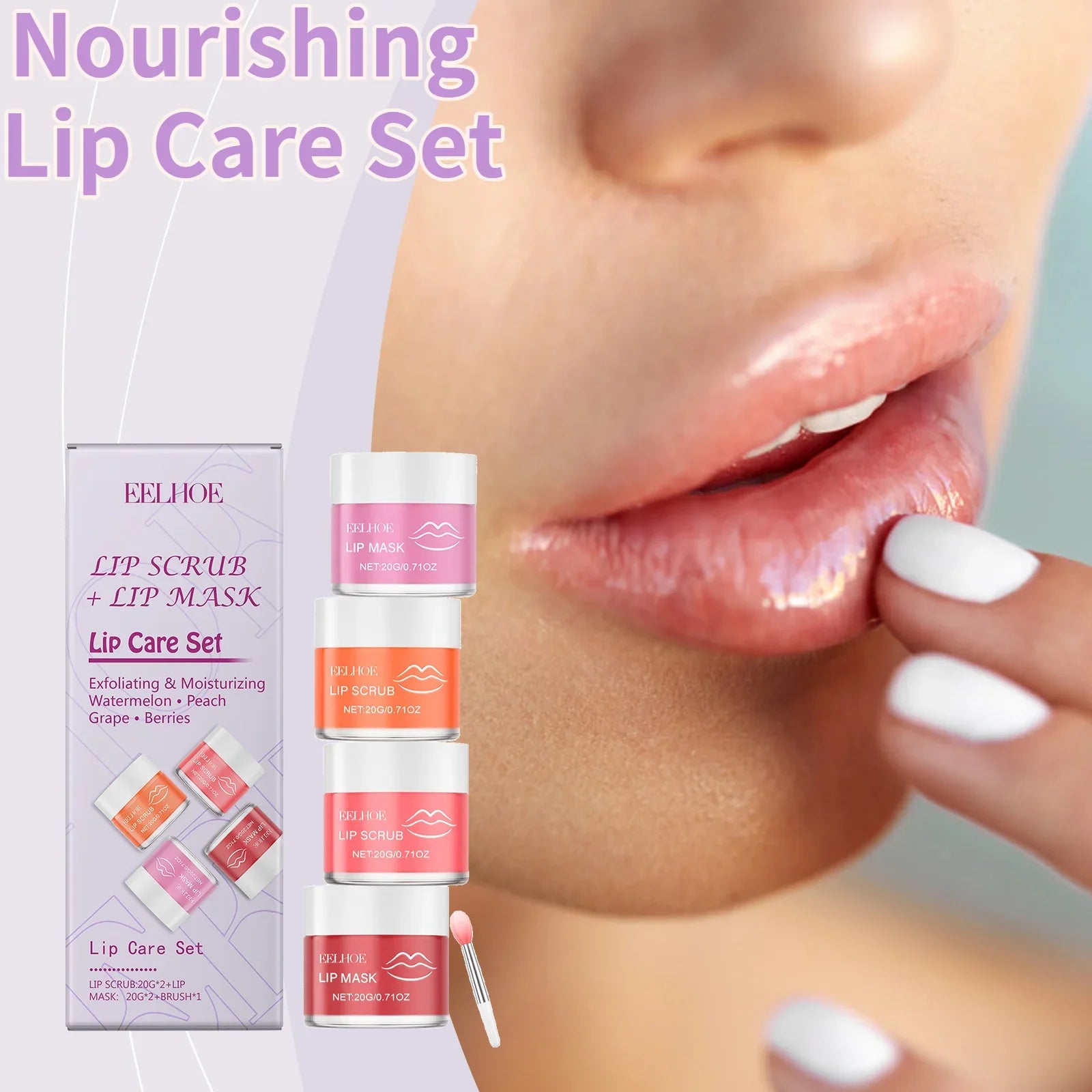 EELHOE Nourishing Lip Care Set Gentle Hydration Deep Moisturizing Anti Drying And Crack Nourishing Lips Soft And Gentle Lips