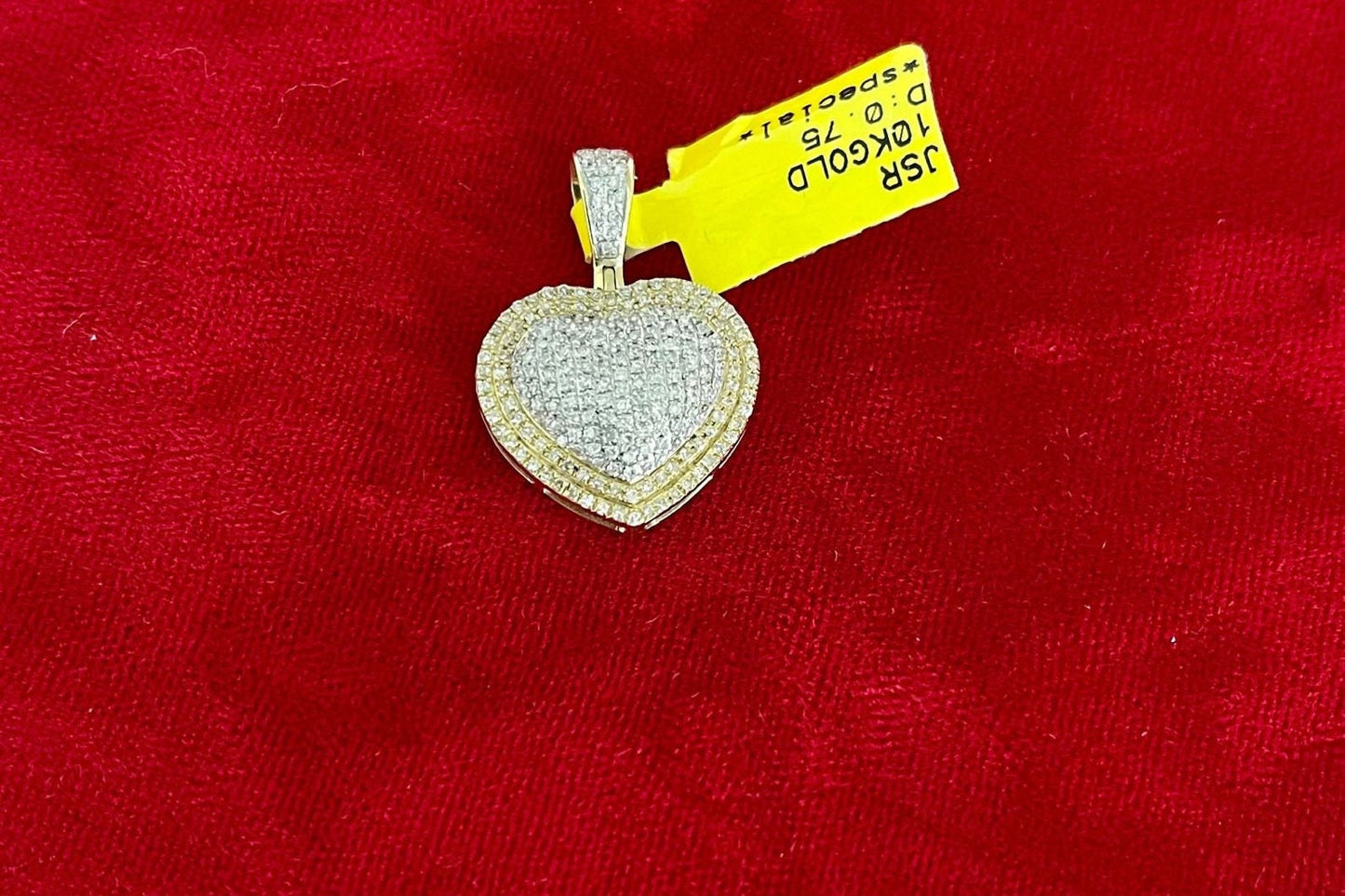 Gold and Diamond Heart Pendant, Pave Diamond Heart Pendant, 10K Gold Dainty Diamond Heart Charm, Heart Diamond Pendant- HIP HOP STYLE