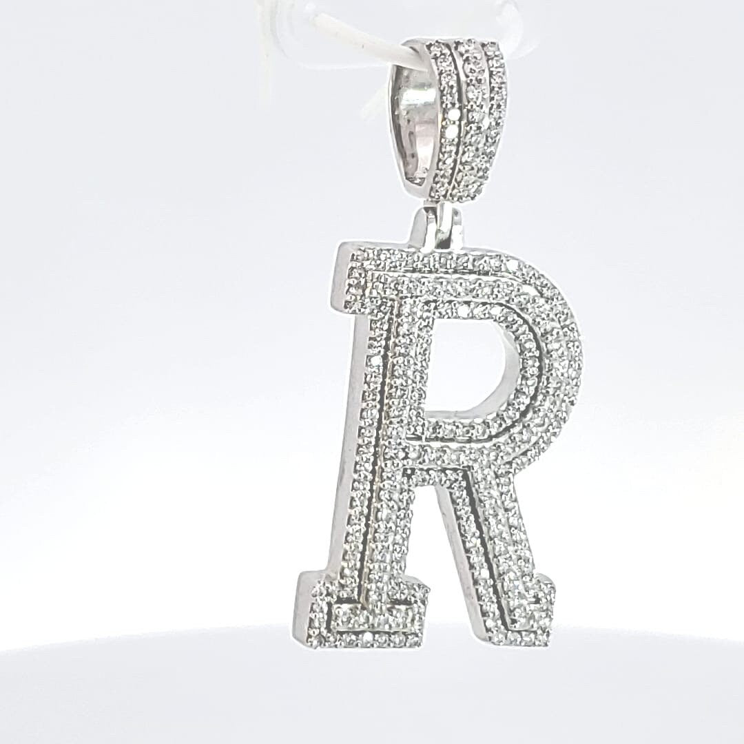 Alphabet Letter "R"  Mozanite Pendant/ Letter/ Moissanite /Initial Pendant/Hip Hop Pendant /For Gift Pendant Mozanite 1.83 Carats