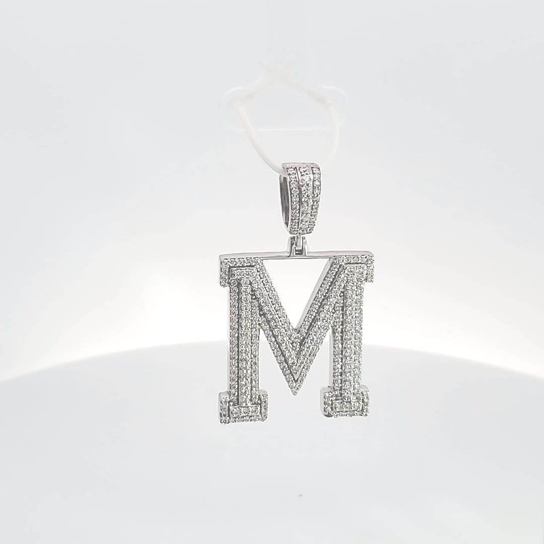 Alphabet Letter "M"  Mozanite Pendant/ Letter/ Moissanite /Initial Pendant/Hip Hop Pendant /For Gift Pendant Mozanite 2.36 Carats-Initials