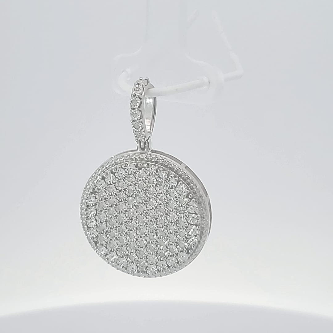 Sterling Silver with 0.25 Carat Natural Diamond unisex Pendant-Round Circle Hip Hop Pendant,