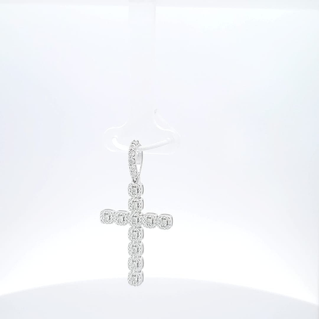 Sterling Silver 925 with 0.10 Carat Natural Diamond Cross Pendant-Hip Hop style