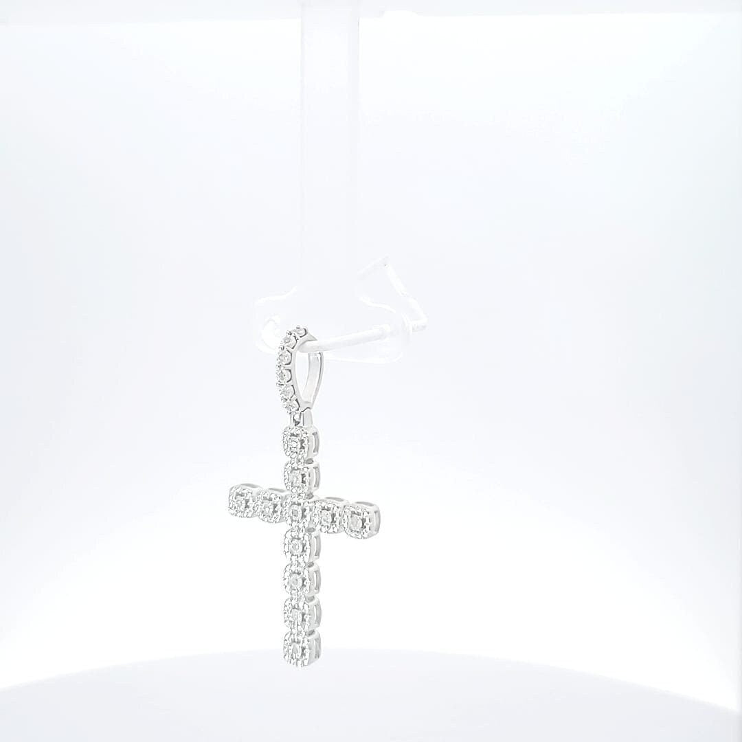 Sterling Silver 925 with 0.10 Carat Natural Diamond Cross Pendant-Hip Hop style