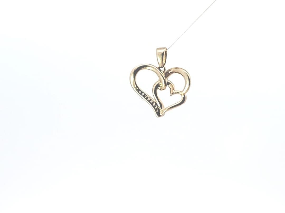 10 Karat Gold Natural Diamond  Heart Pendant .Hip Hop pendant.Diamond Pendant