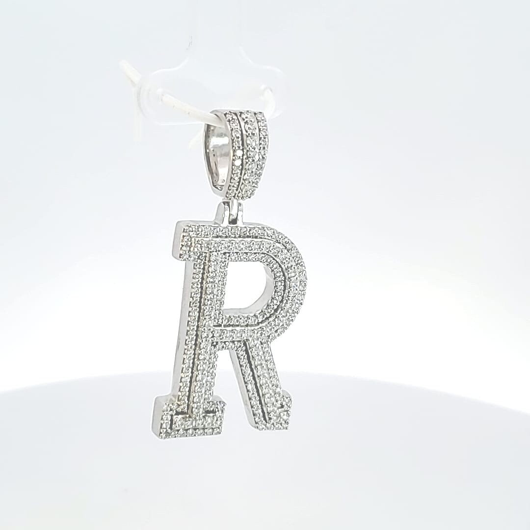 Alphabet Letter "R"  Mozanite Pendant/ Letter/ Moissanite /Initial Pendant/Hip Hop Pendant /For Gift Pendant Mozanite 1.83 Carats