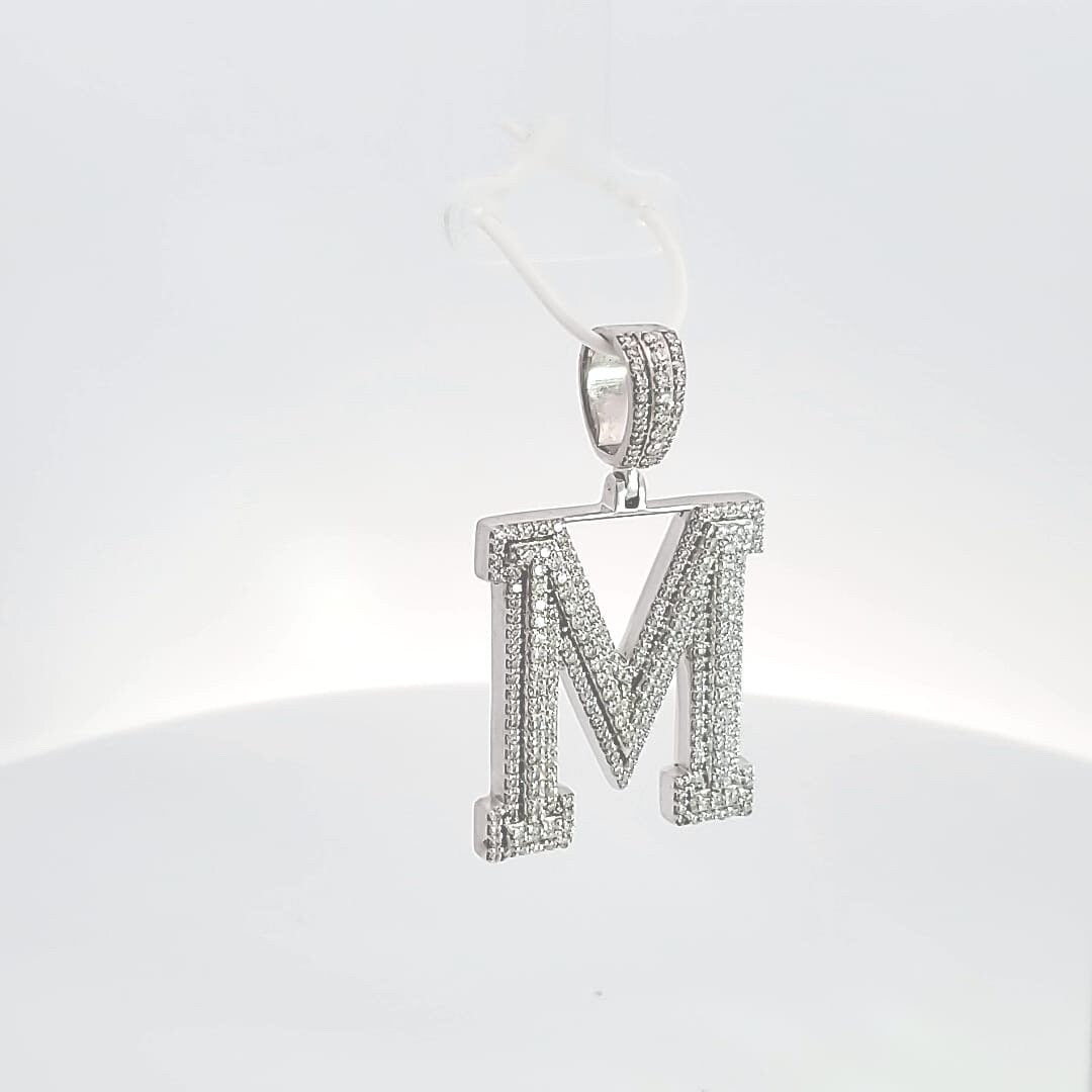 Alphabet Letter "M"  Mozanite Pendant/ Letter/ Moissanite /Initial Pendant/Hip Hop Pendant /For Gift Pendant Mozanite 2.36 Carats-Initials