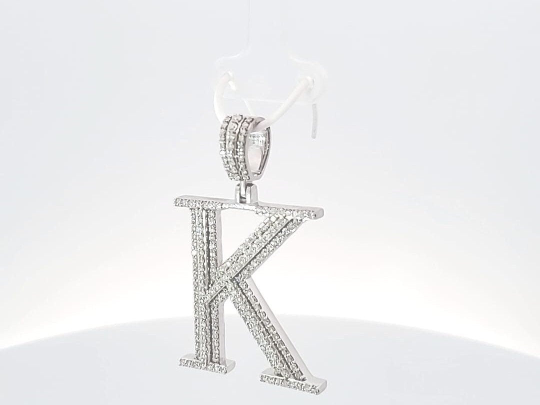 Initial pendant- Moissanite with sterling silver.alphabet k pendant