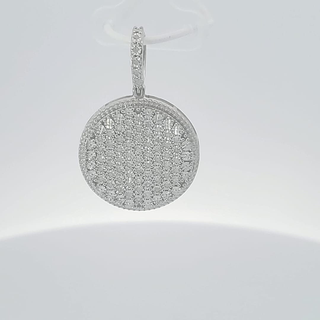 Sterling Silver with 0.25 Carat Natural Diamond unisex Pendant-Round Circle Hip Hop Pendant,