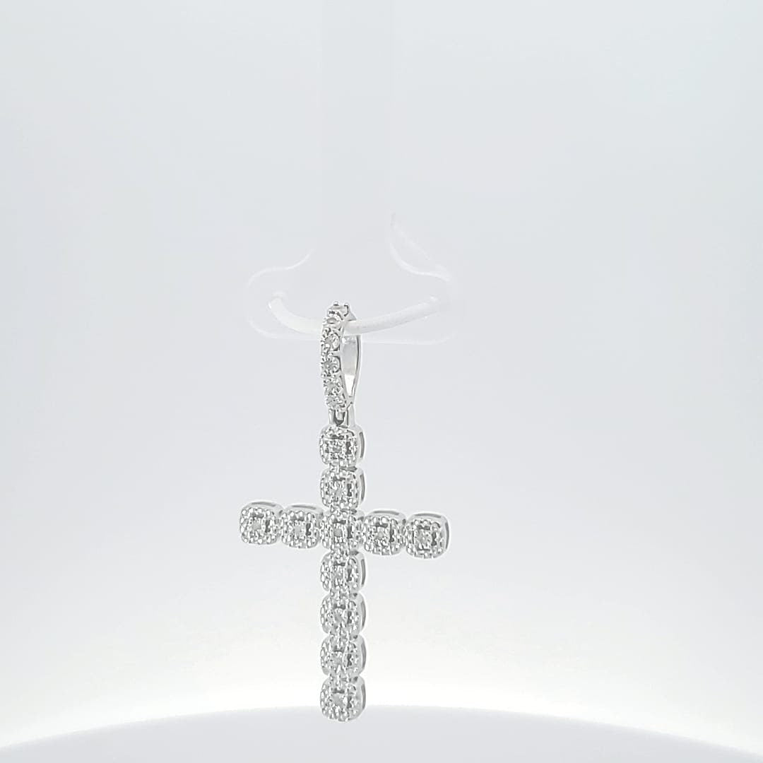 Sterling Silver 925 with 0.10 Carat Natural Diamond Cross Pendant-Hip Hop style