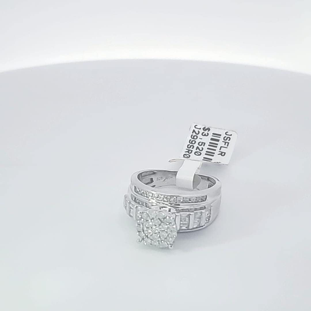 Round Female Ring -Sterling Silver 925 with Natural Diamond 0.95 Carat -Hip Hop style