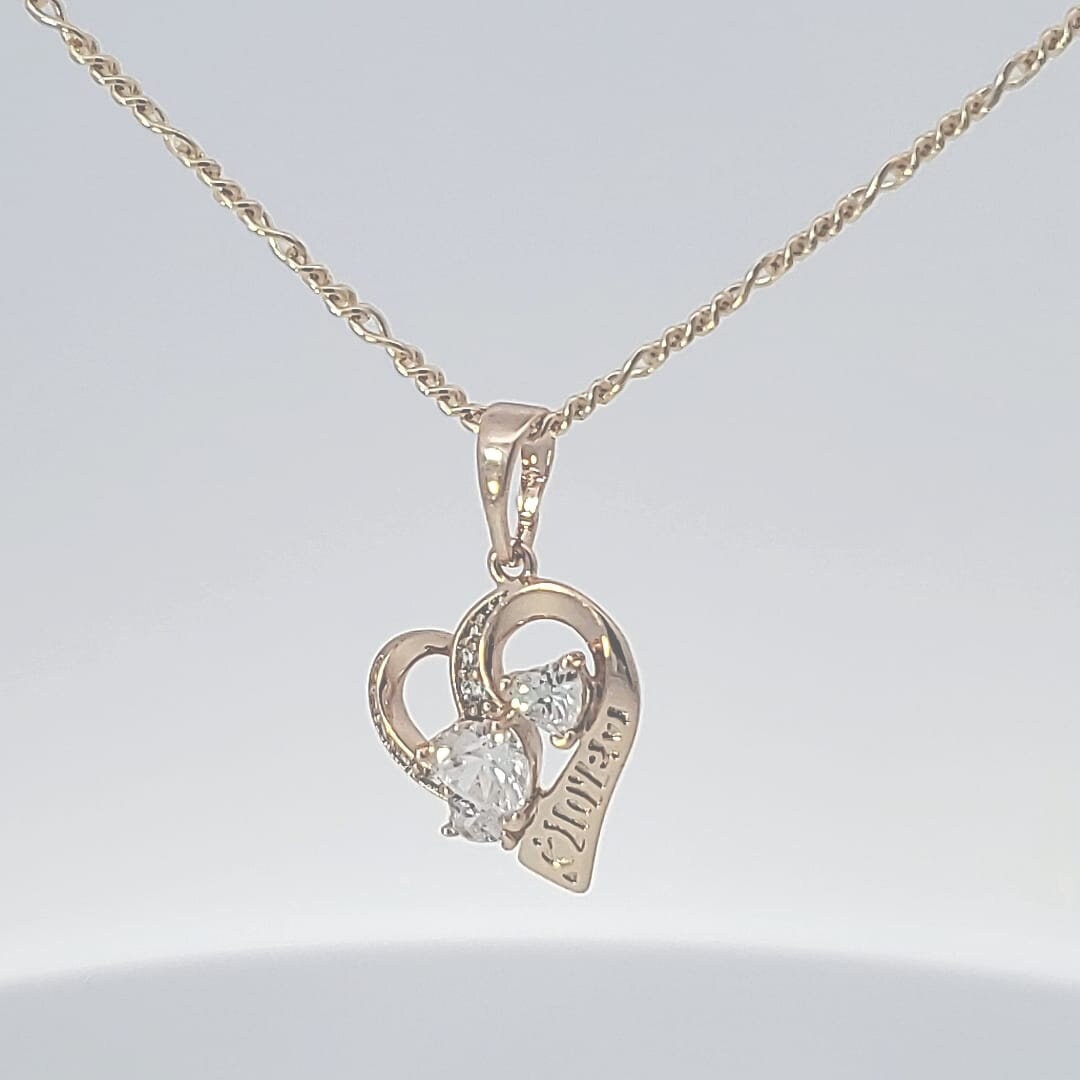 14 karat Gold Fill Heart Pendant-with 14 k Gold filled Necklace.