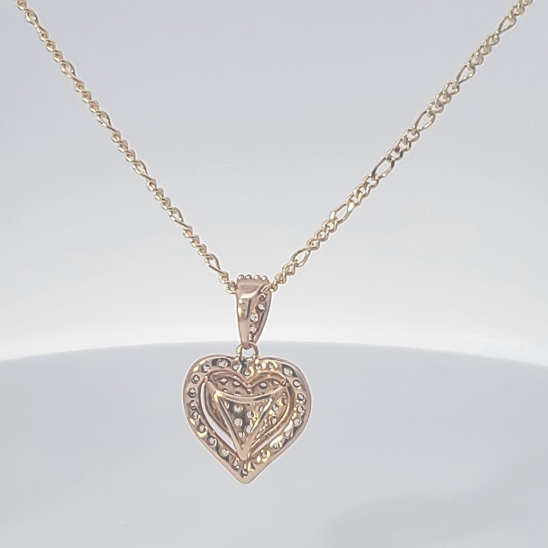 14 karat Gold Fill Heart Pendant-with 14 k Gold filled Necklace.Gold Jewellery