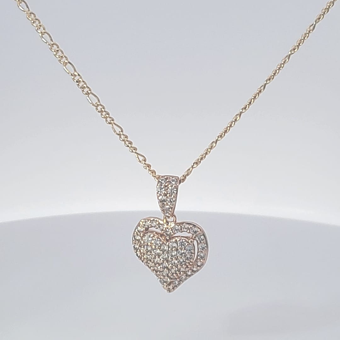 14 karat Gold Fill Heart Pendant-with 14 k Gold filled Necklace.Gold Jewellery