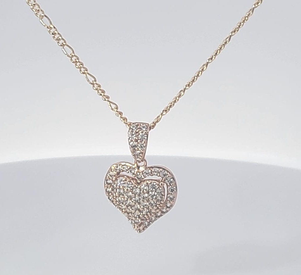 14 karat Gold Fill Heart Pendant-with 14 k Gold filled Necklace.Gold Jewellery