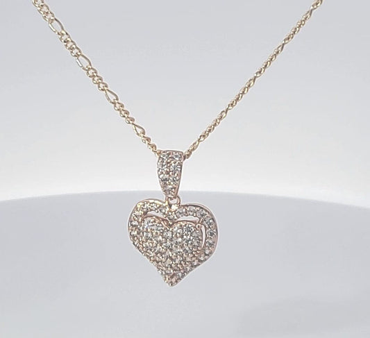 14 karat Gold Fill Heart Pendant-with 14 k Gold filled Necklace.Gold Jewellery