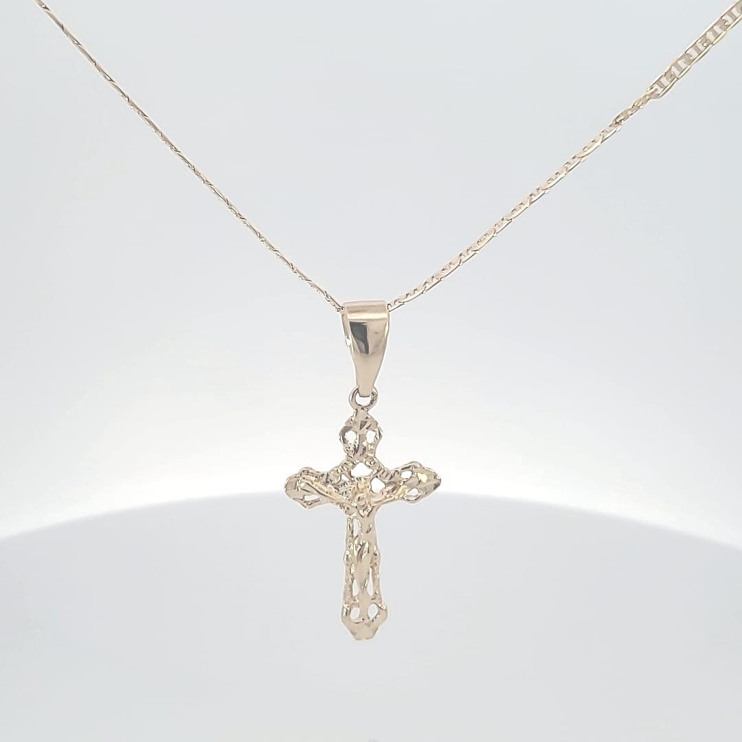 14K Gold filled Small Handmade Cross Pendant,  Yellow Gold Orthodox Cross Necklace, Jesus Crucifix Cross, Religious Pendant Charm