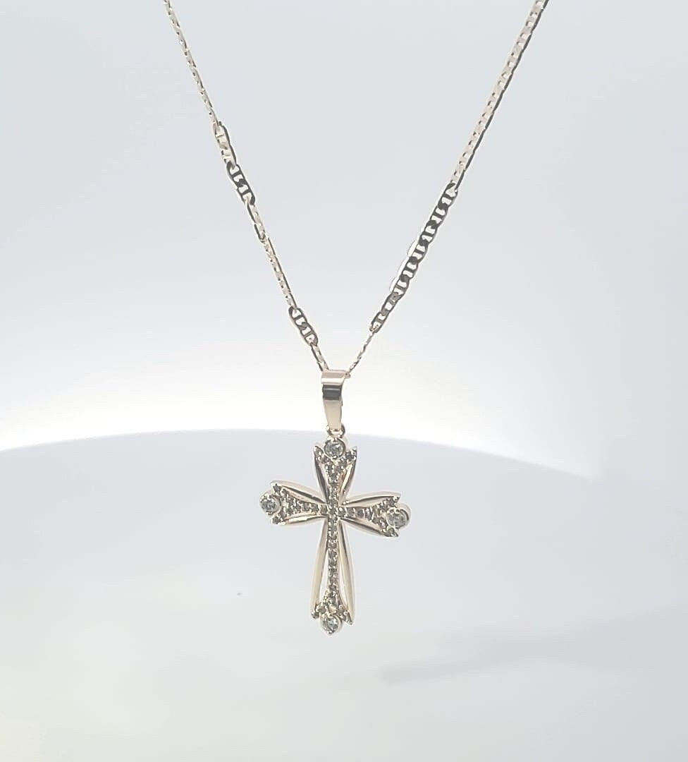 14 karat Gold Fill Cross Pendant-with 14 k Gold filled Necklace.Gold Jewellery Religious, Diamond pendant, Gold Diamond Pendant Necklace