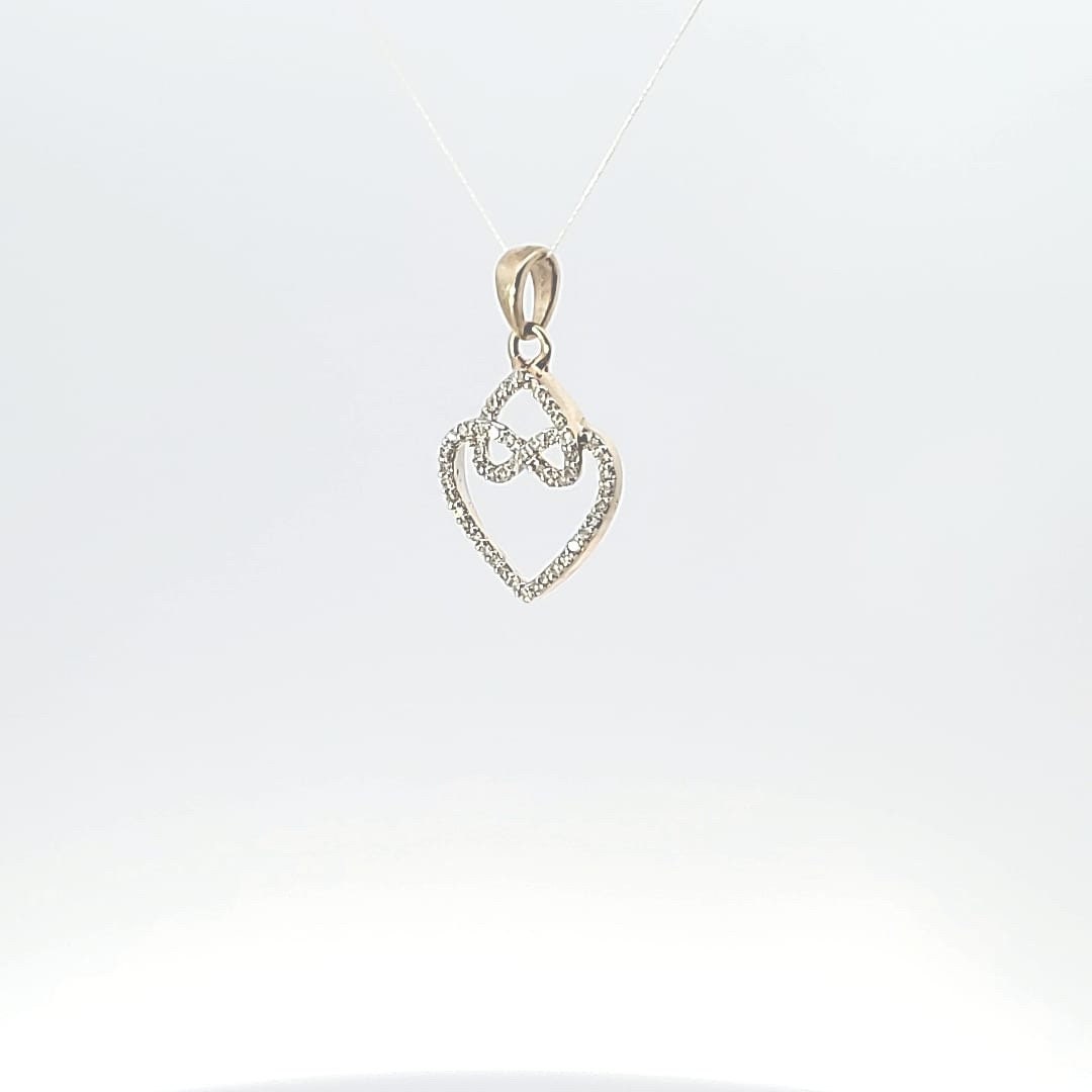 10 Karat Gold Natural Diamond  Heart Pendant .Hip Hop pendant.Diamond Pendant