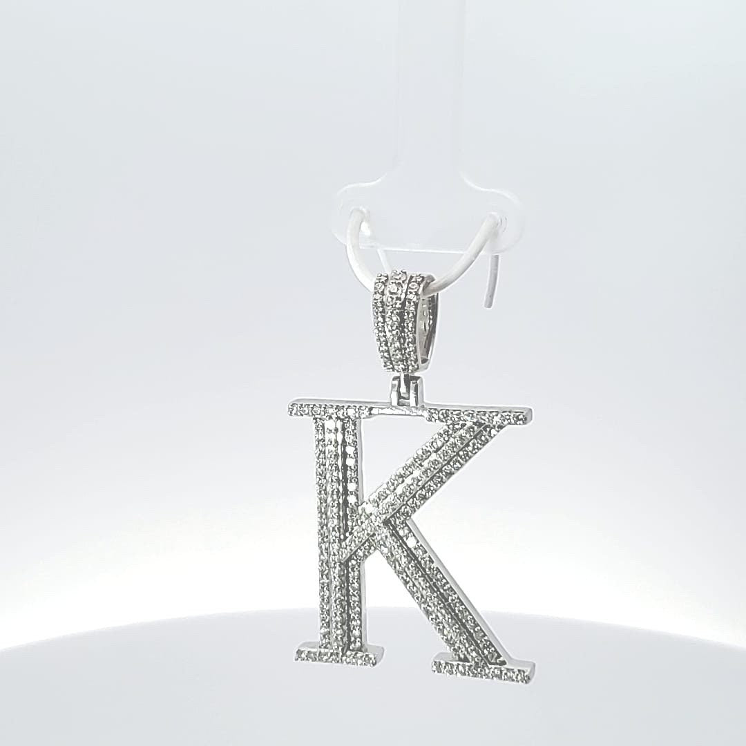 Initial pendant- Moissanite with sterling silver.alphabet k pendant