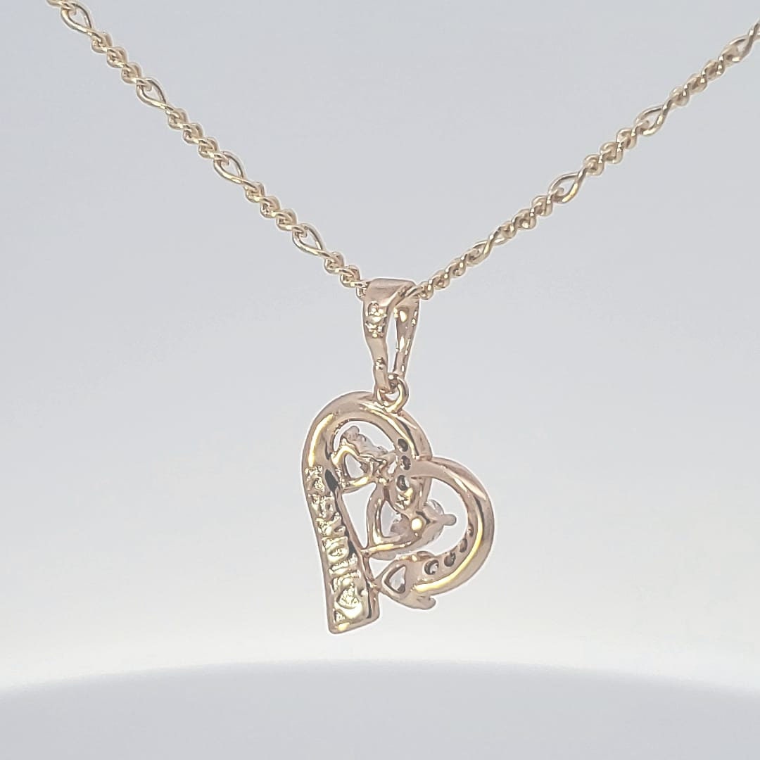 14 karat Gold Fill Heart Pendant-with 14 k Gold filled Necklace.