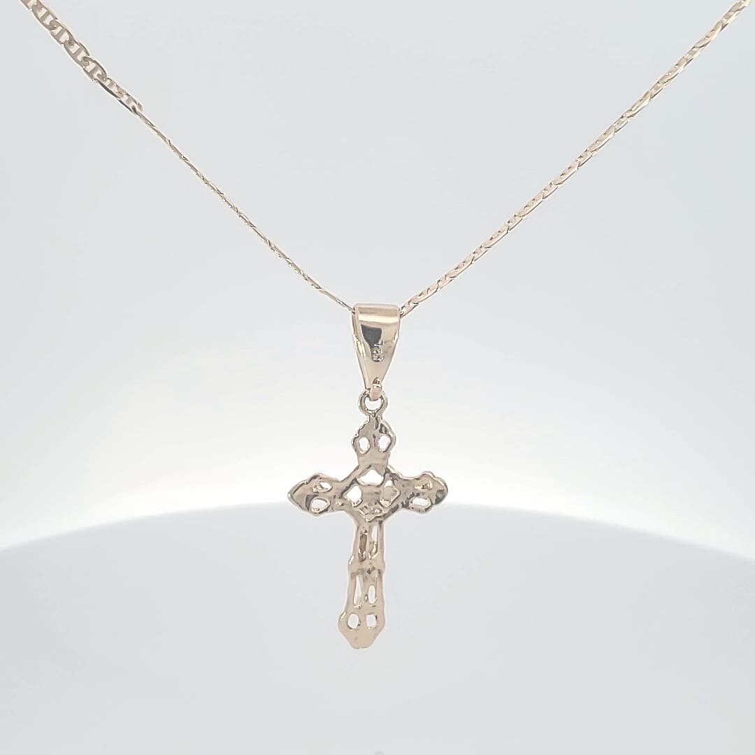 14K Gold filled Small Handmade Cross Pendant,  Yellow Gold Orthodox Cross Necklace, Jesus Crucifix Cross, Religious Pendant Charm