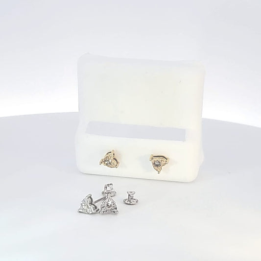 Gold and Diamond  Stud Earrings, 10 Karat Gold Single Stone  Solitaire Earrings Hip Hop style.