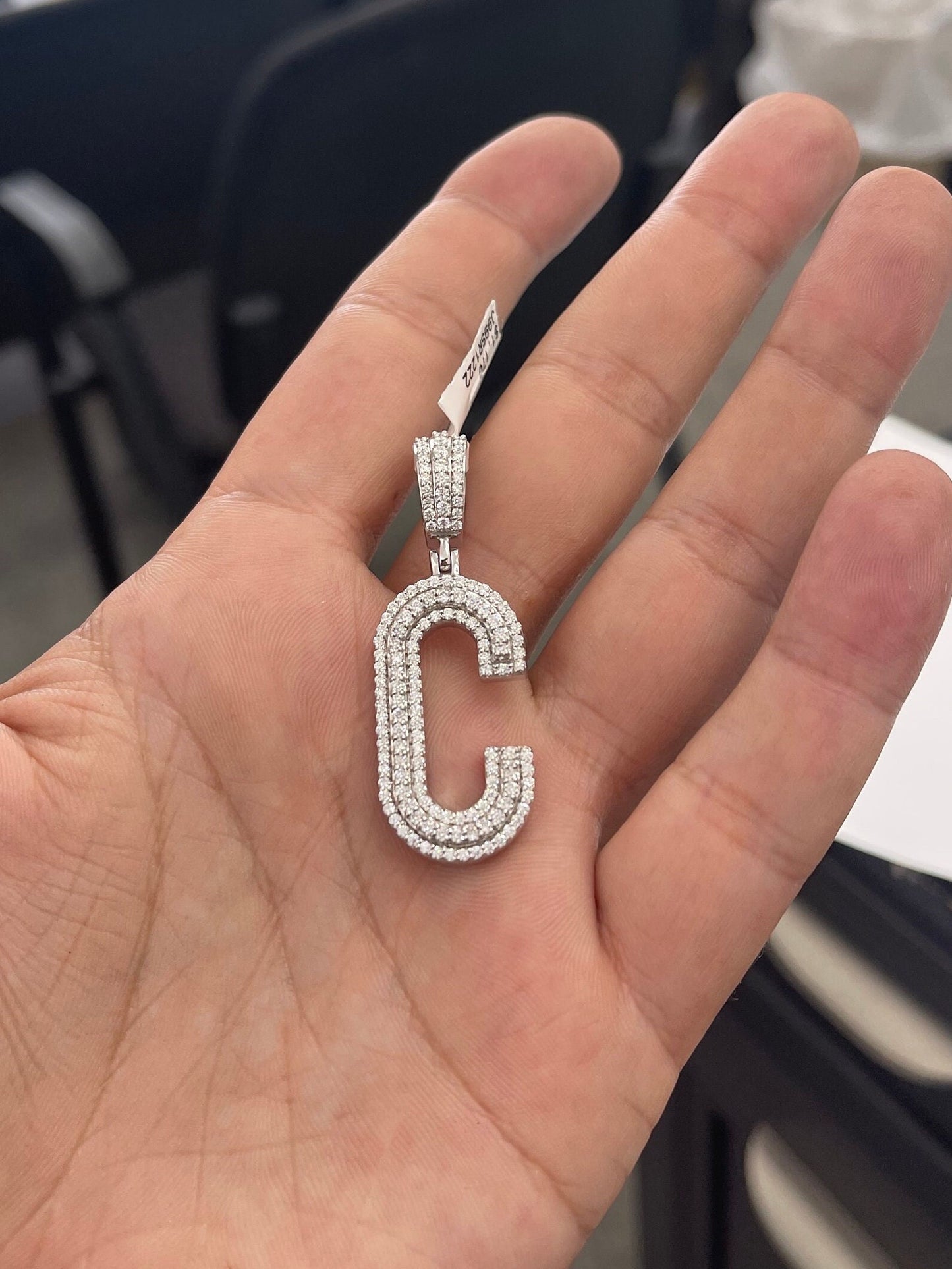 2.75TCW Round Cut Genuine VVS1/D Moissanite Diamond Customize Initial C Letter Pendant Men's Hip Hop Jewelry Pure 925 Sterling Solid Silver