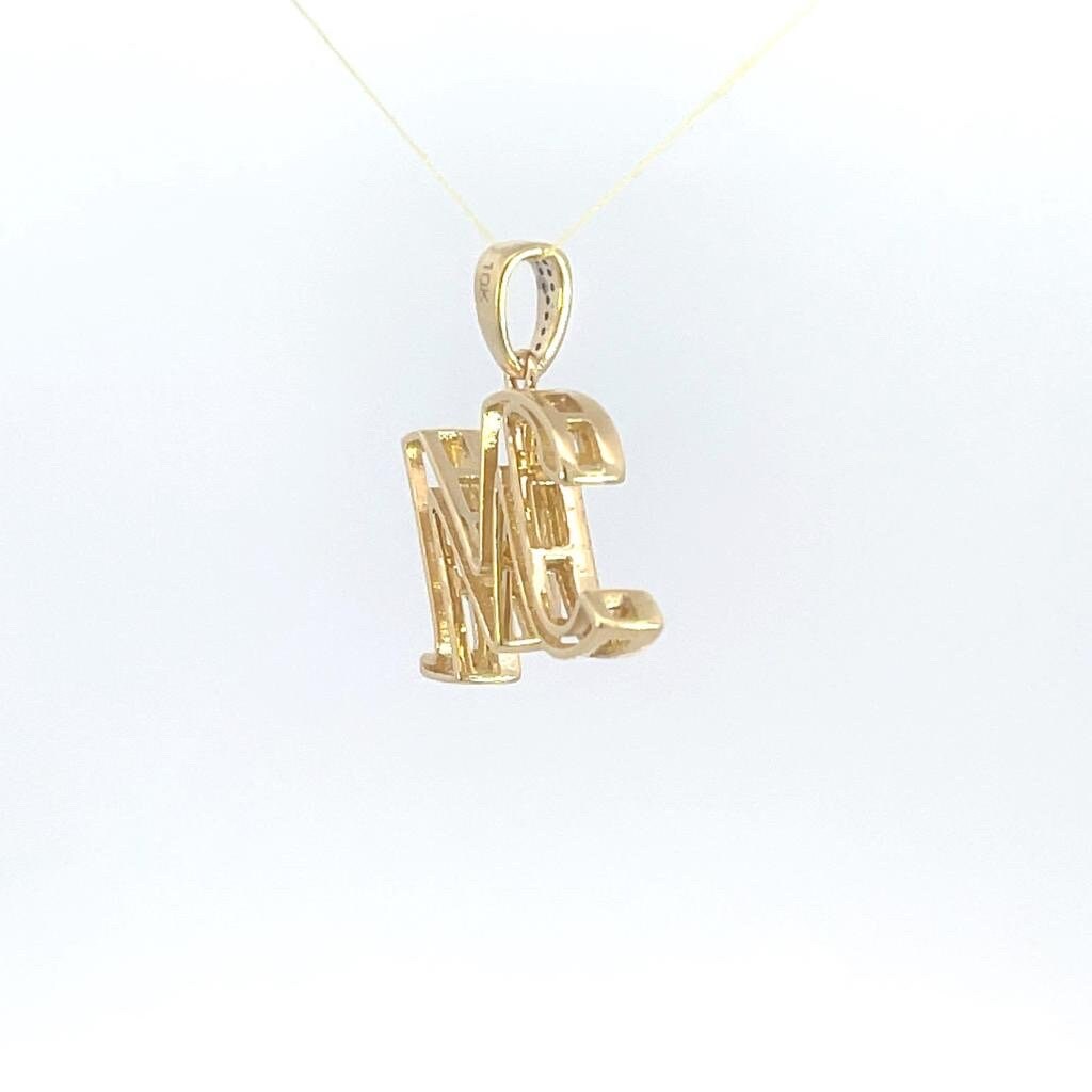 Natural Gold Initial Letter “M”Alphabet Pendant, Yellow Gold ,King Crown Diamond Pendant,Unisex Pendant,Hip Hop style - 3D style