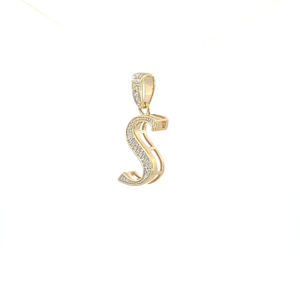 Natural Gold Initial Letter “S”Alphabet Pendant, Yellow Gold ,King Crown Diamond Pendant,Unisex Pendant,Hip Hop style - 3D style