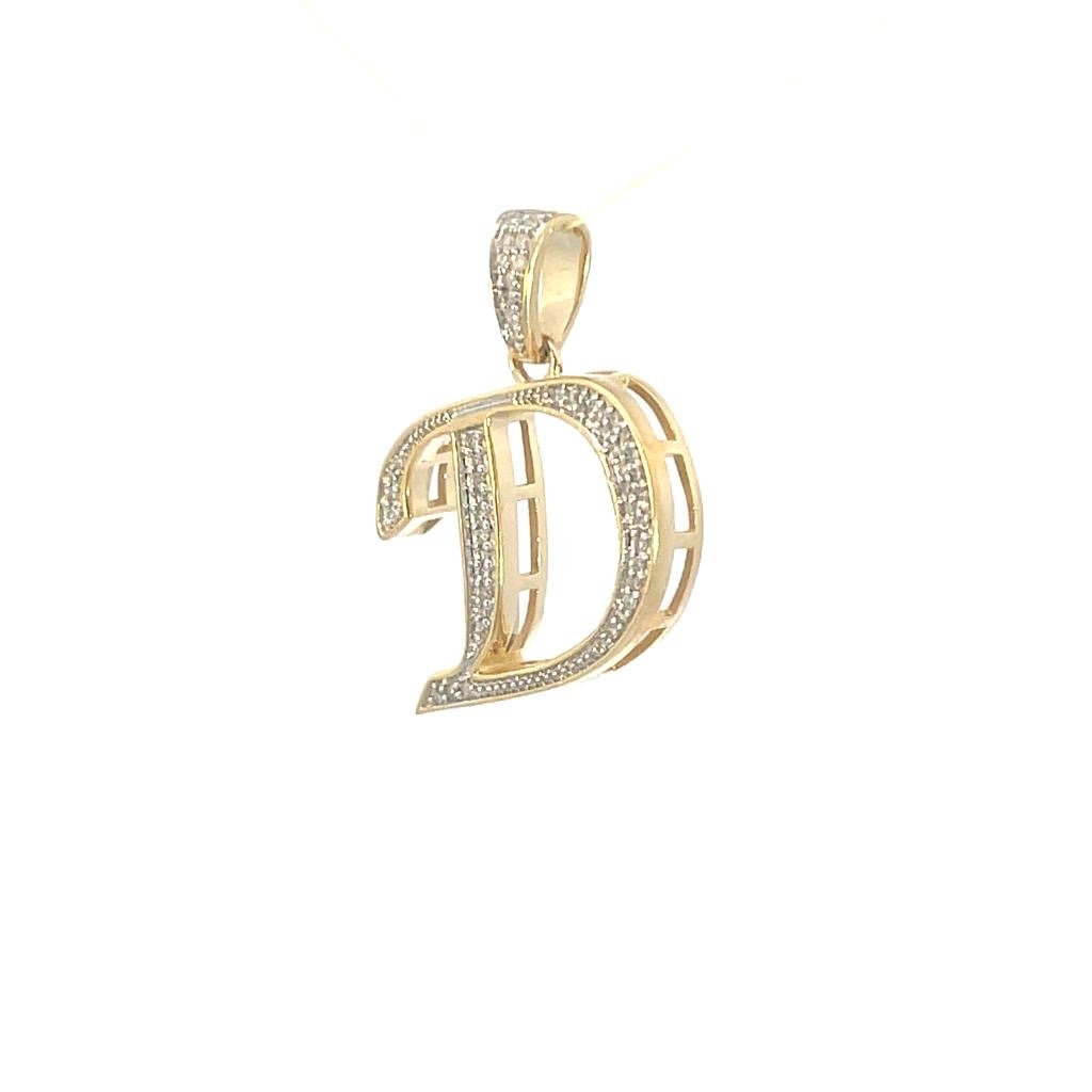 Natural Gold Initial Letter “D”Alphabet Pendant, Yellow Gold ,King Crown Diamond Pendant,Unisex Pendant,Hip Hop style - 3D style