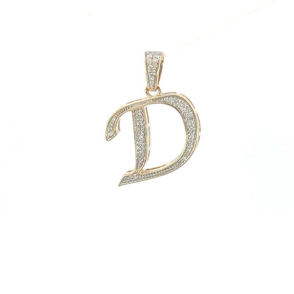 Natural Gold Initial Letter “D”Alphabet Pendant, Yellow Gold ,King Crown Diamond Pendant,Unisex Pendant,Hip Hop style - 3D style