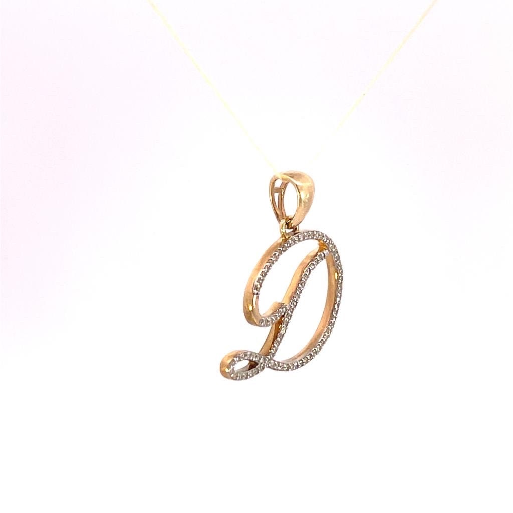 D Initial Charm Pendant Solid 10k Yellow/White Gold Charm Alphabet Pendant Fine Jewelry Cursive Letter Charm Pendant Gift Christmas