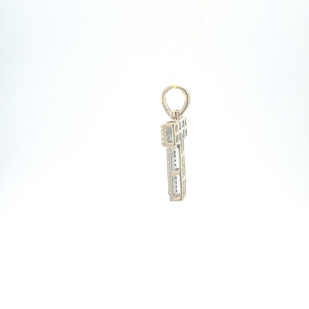 10K Gold With Natural Diamonds Initial T Pendant-A to Z