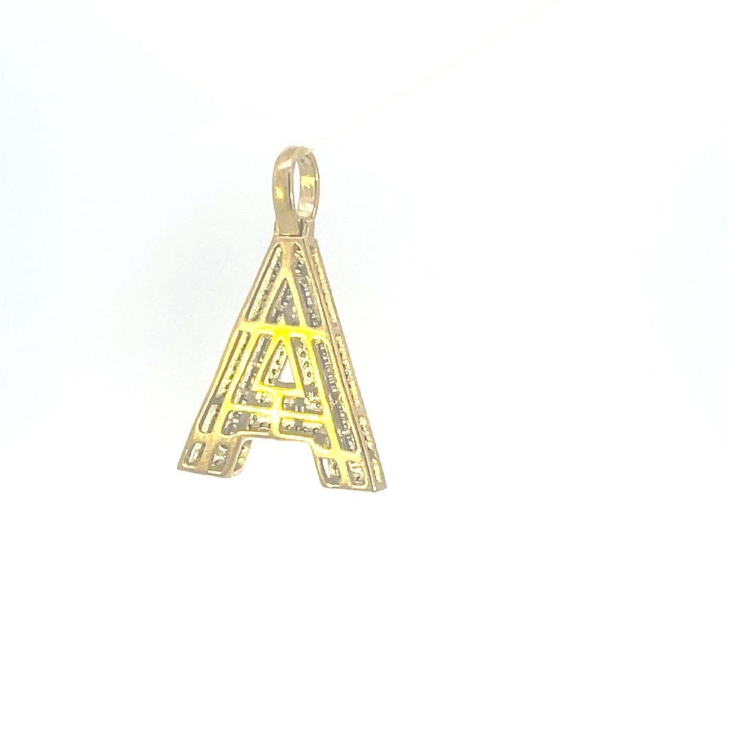 10K gold with  Baguettes Diamonds Pendant Initial Letter Alphabet Pendant,