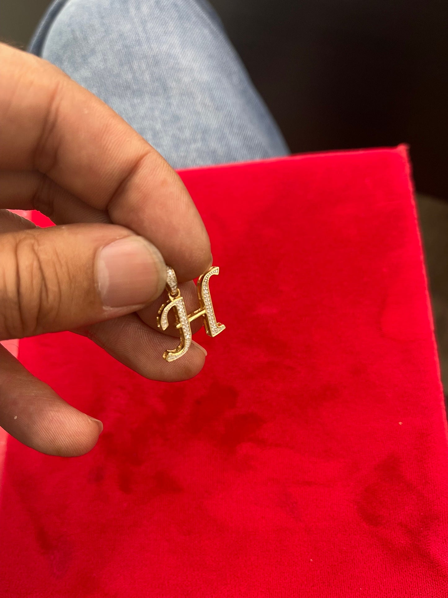 Natural Gold Initial Letter “H ”Alphabet Pendant, Yellow Gold ,King Crown Diamond Pendant,Unisex Pendant,Hip Hop style - 3D style