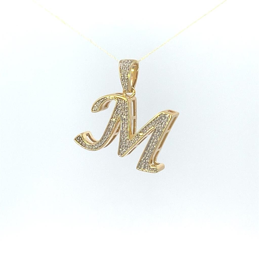 Natural Gold Initial Letter “M”Alphabet Pendant, Yellow Gold ,King Crown Diamond Pendant,Unisex Pendant,Hip Hop style - 3D style